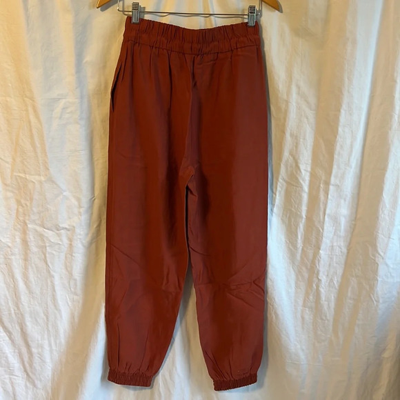 Zara High Waist Rust Orange Lightweight Tie Waist Jogger Pant - Picture 2 of 6